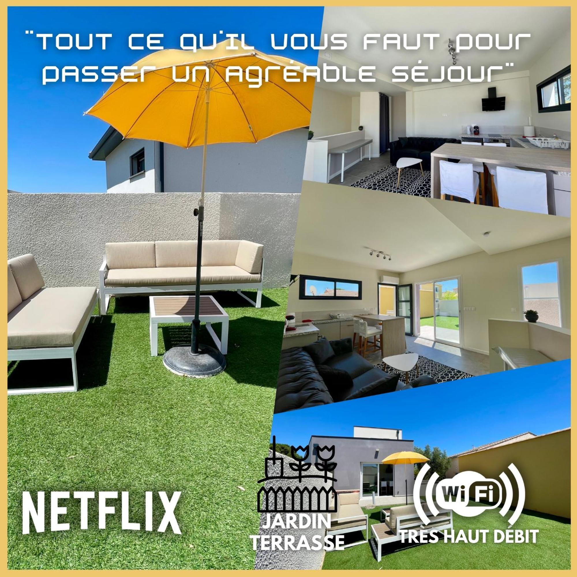 Appartement Souplex Jardin Proche Autoroute, Plages Et Attractions, Wifi - Tv, Calme Bessan Exterior foto